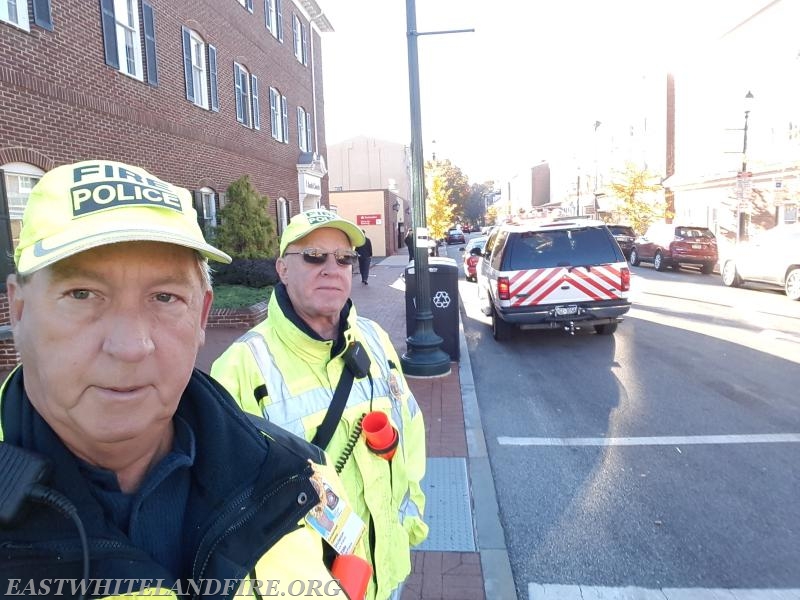 EW Fire Police Captain Tommy Cockerham and Sgt. Tony DiPiano assisting West Chester Fire Police.